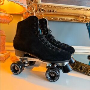 Black Suede Roller Skates
